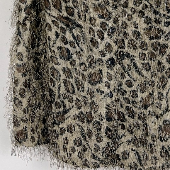 CDW Creative Design Works Sleeveless Leopard Print Fringe Button Down Blouse L - Picture 4 of 10